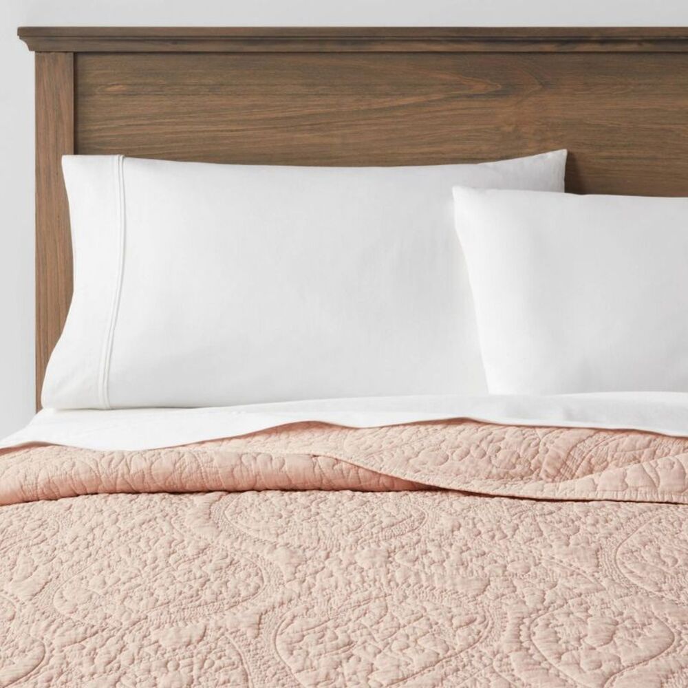 Threshold - Twin/Twin Extra Long Garment Washed Paisley Stitch Blush